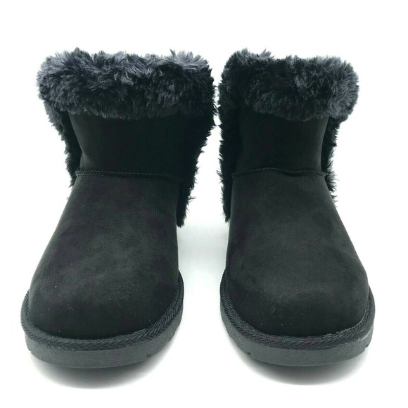 New! Falls Creek Carly Faux Fur Booties Black Suede Women’s winter boots - Picture 3 of 9
